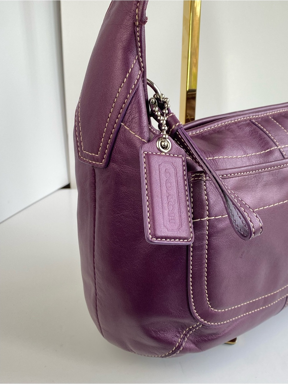 Coach RARE Y2k Tattersal Ergo Hobo Shoulder Bag All Leather - Picture 11 of 14